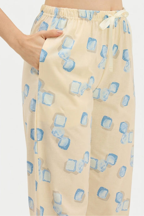 Sweet Dreams Geometric Printed Pyjama Set - Light Yellow — image 3